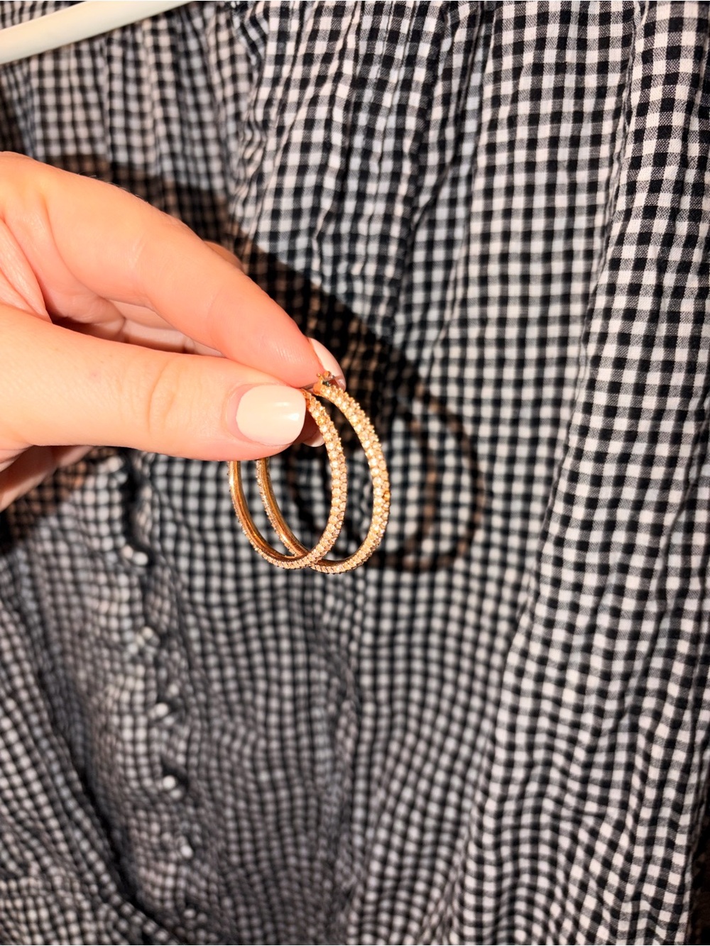 Swarovski Gold Textured Hoop Earrings - Picture 2 of 4